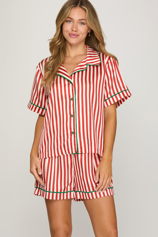 Red Striped Pajama Set