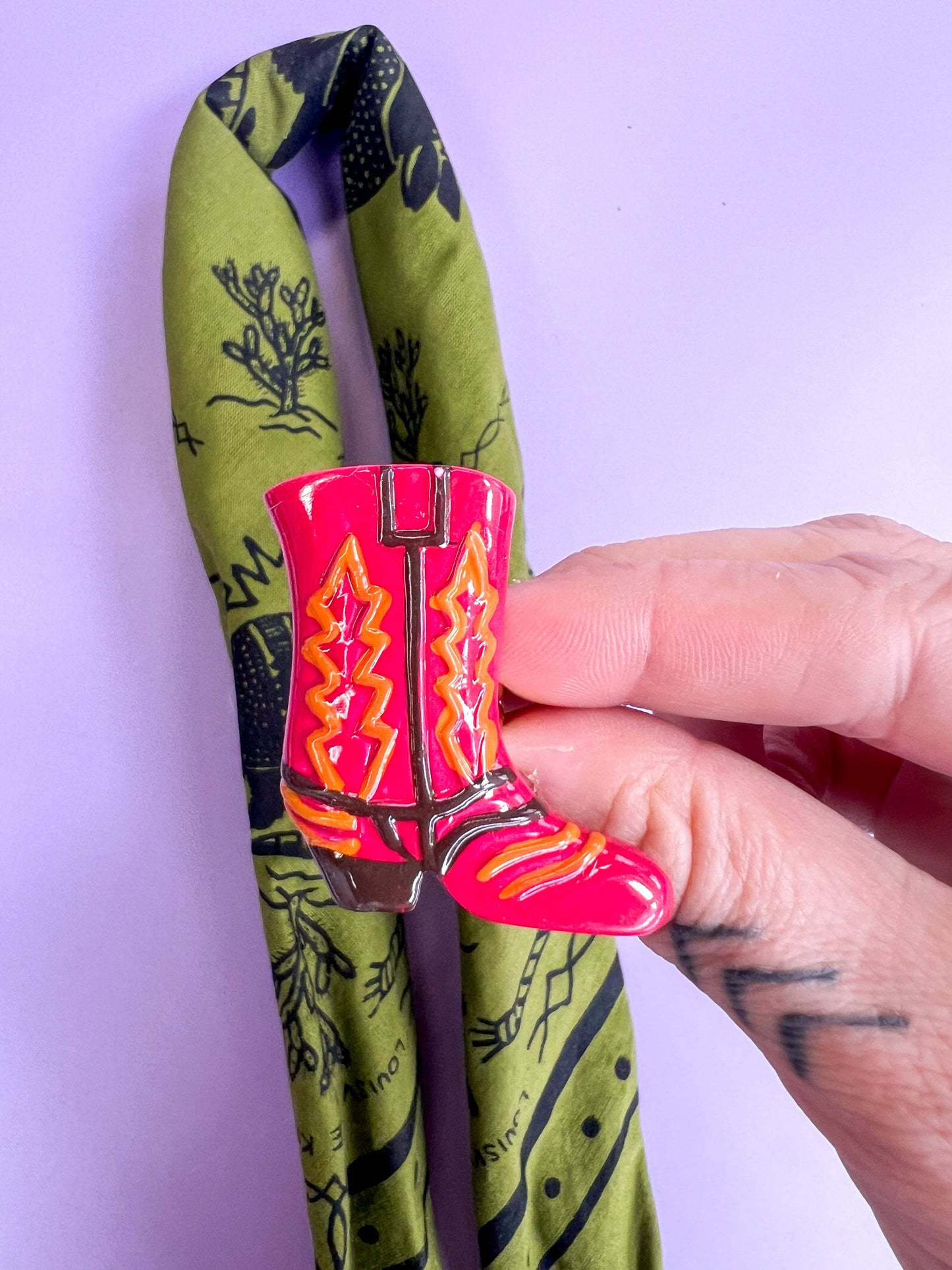 Colorful Cowboy Boot Bandana Slide
