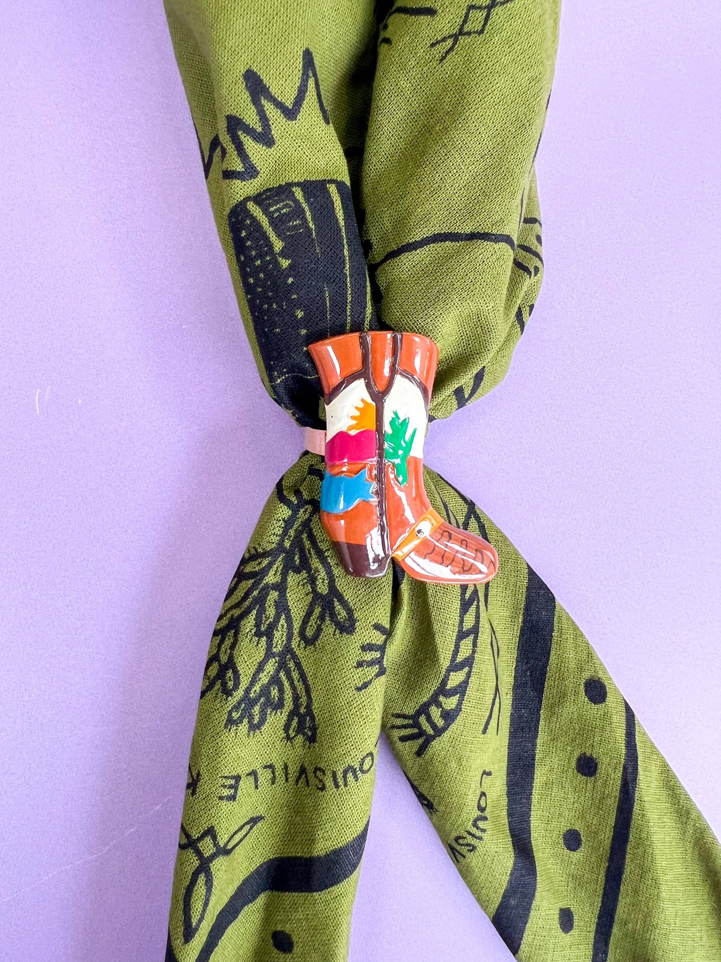 Colorful Cowboy Boot Bandana Slide