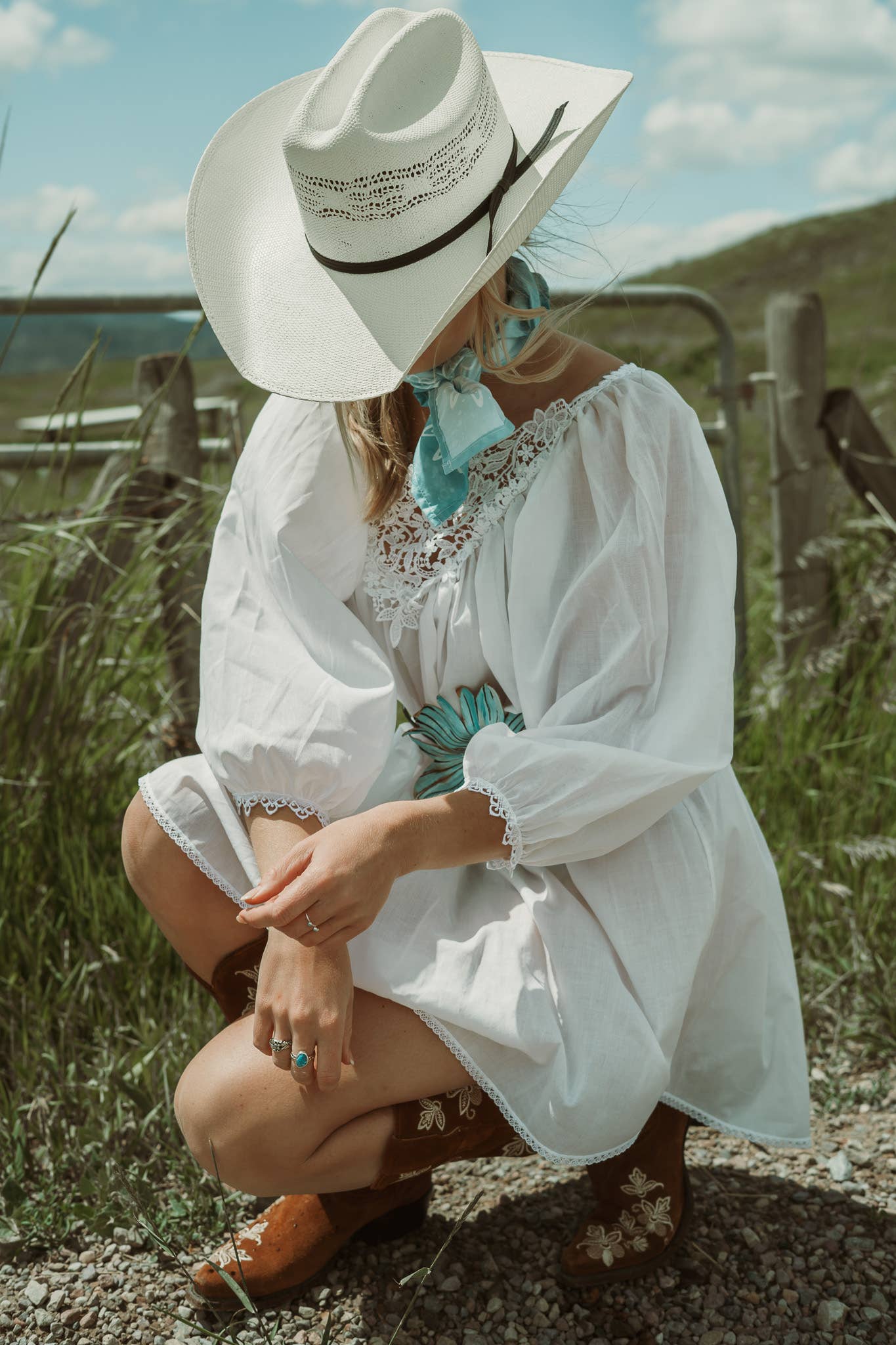 Cream Bangora Straw Western Cowboy Hat