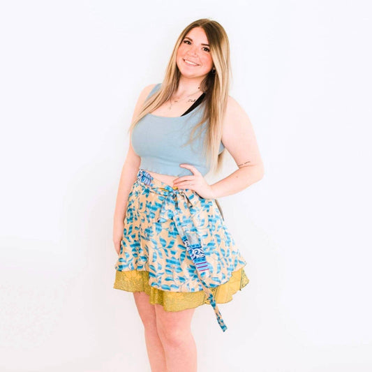 Sari Wrap Skirt: Cool Tones Mini