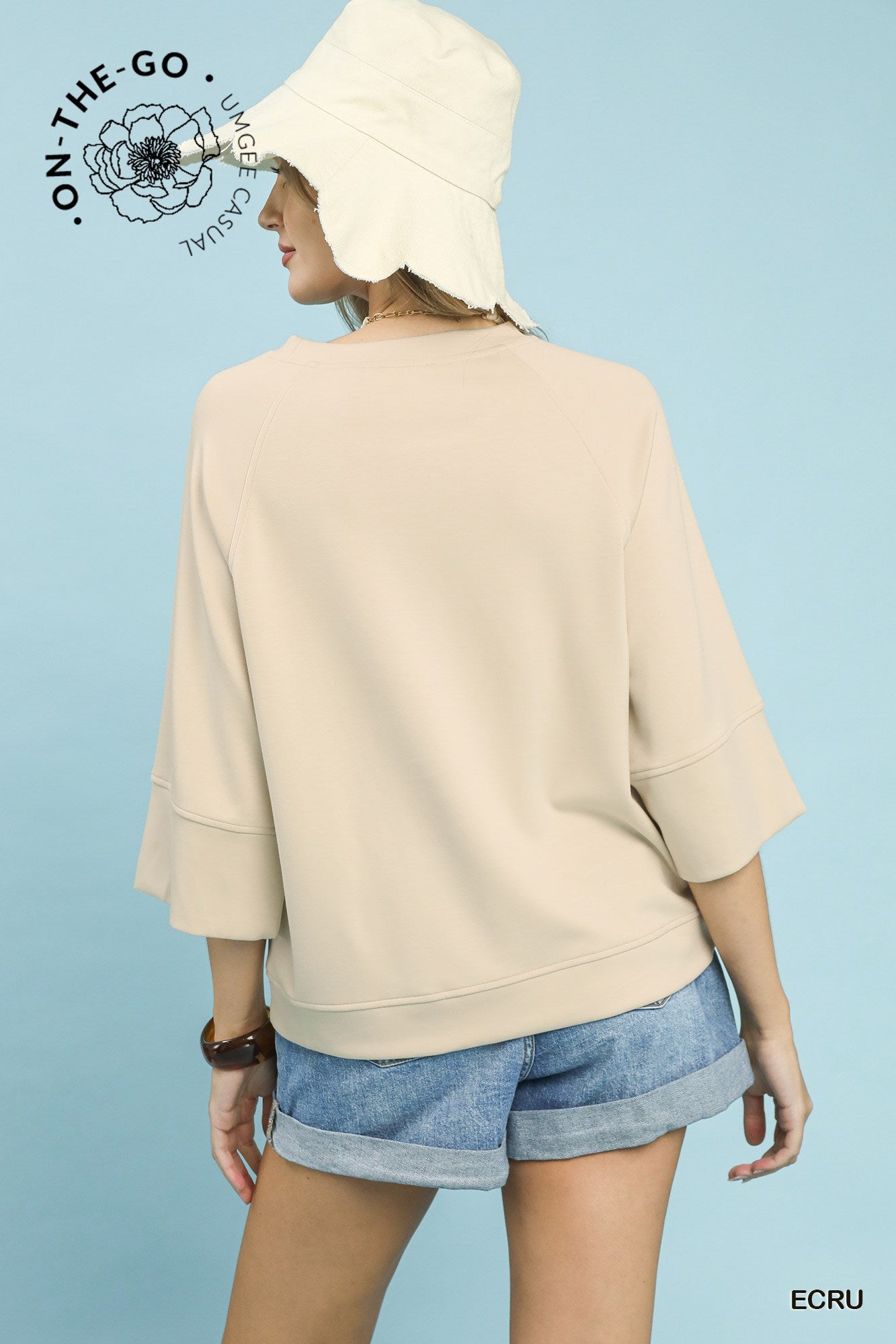 Ecru 3/4 Raglan Sleeve Top (part of a set)