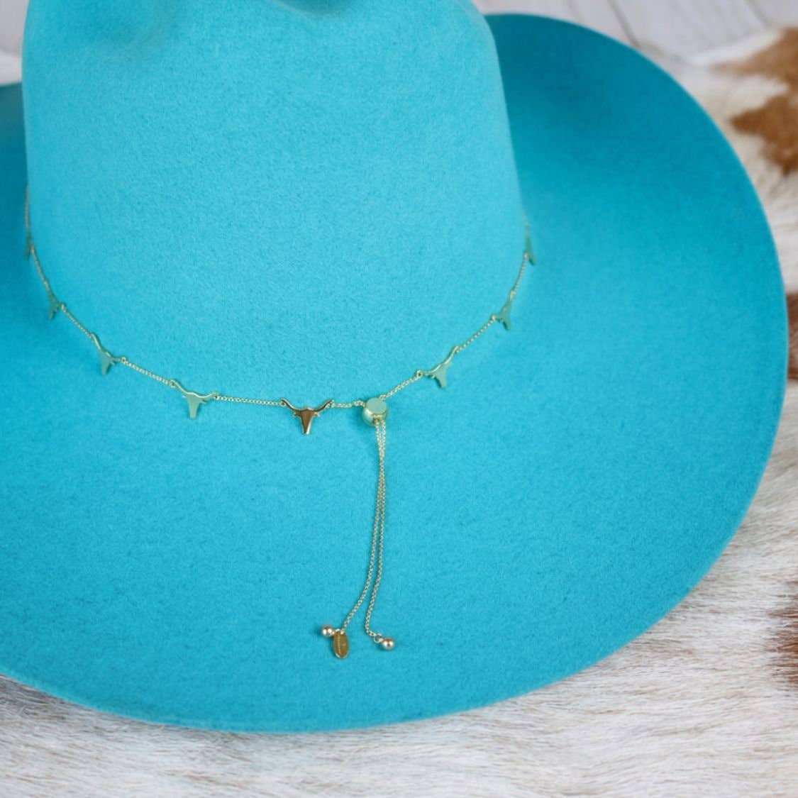 Longhorn 14K Gold Plated Chain HatBand