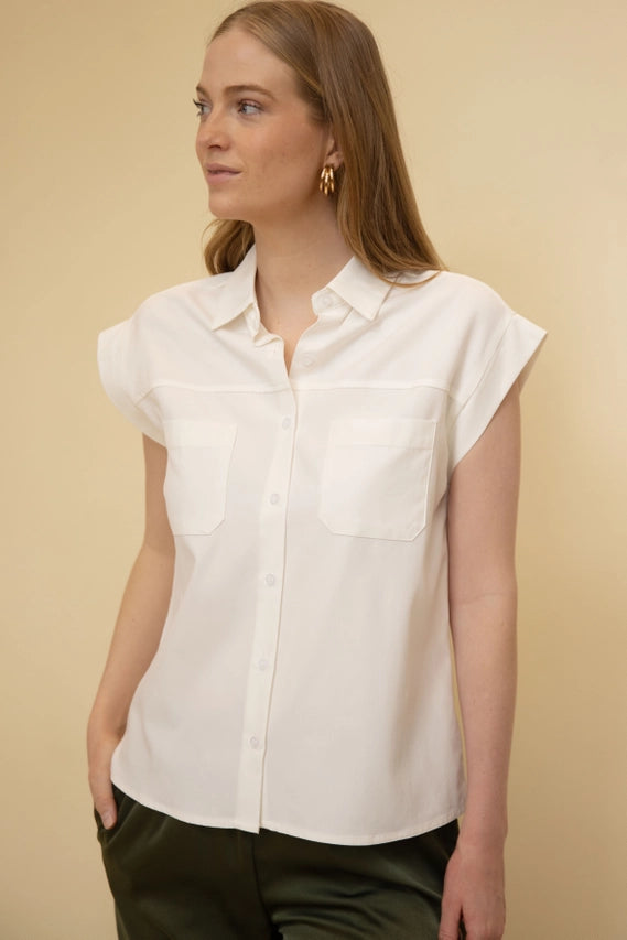 Ivory Short Sleeve Button Up Shirt