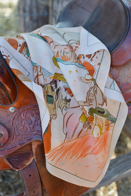 September Ride Cowgirl Silk Scarf Wild Rag