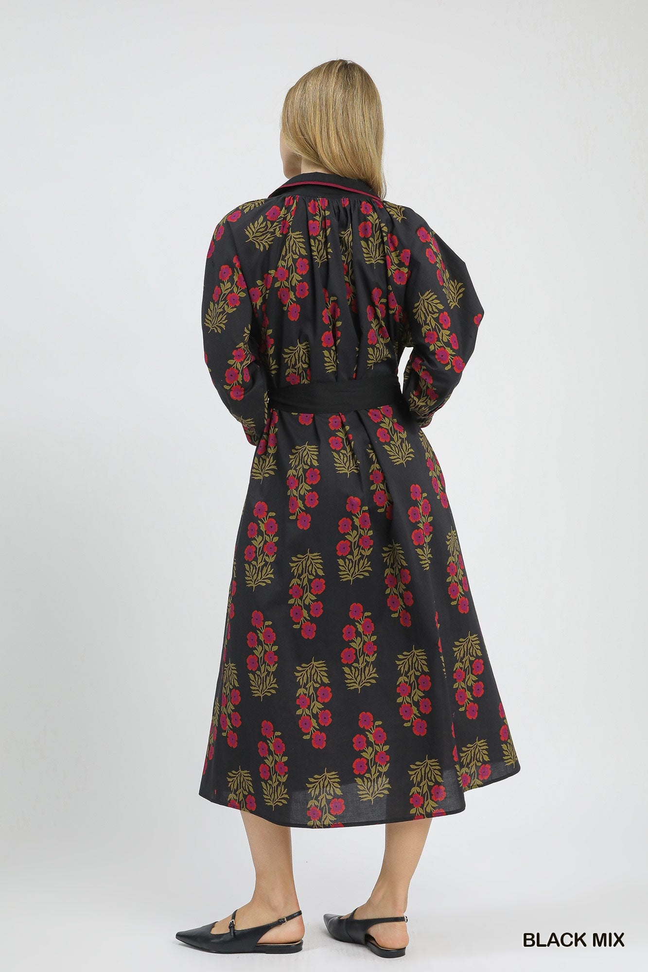 Black Floral Maxi Shirt Dress