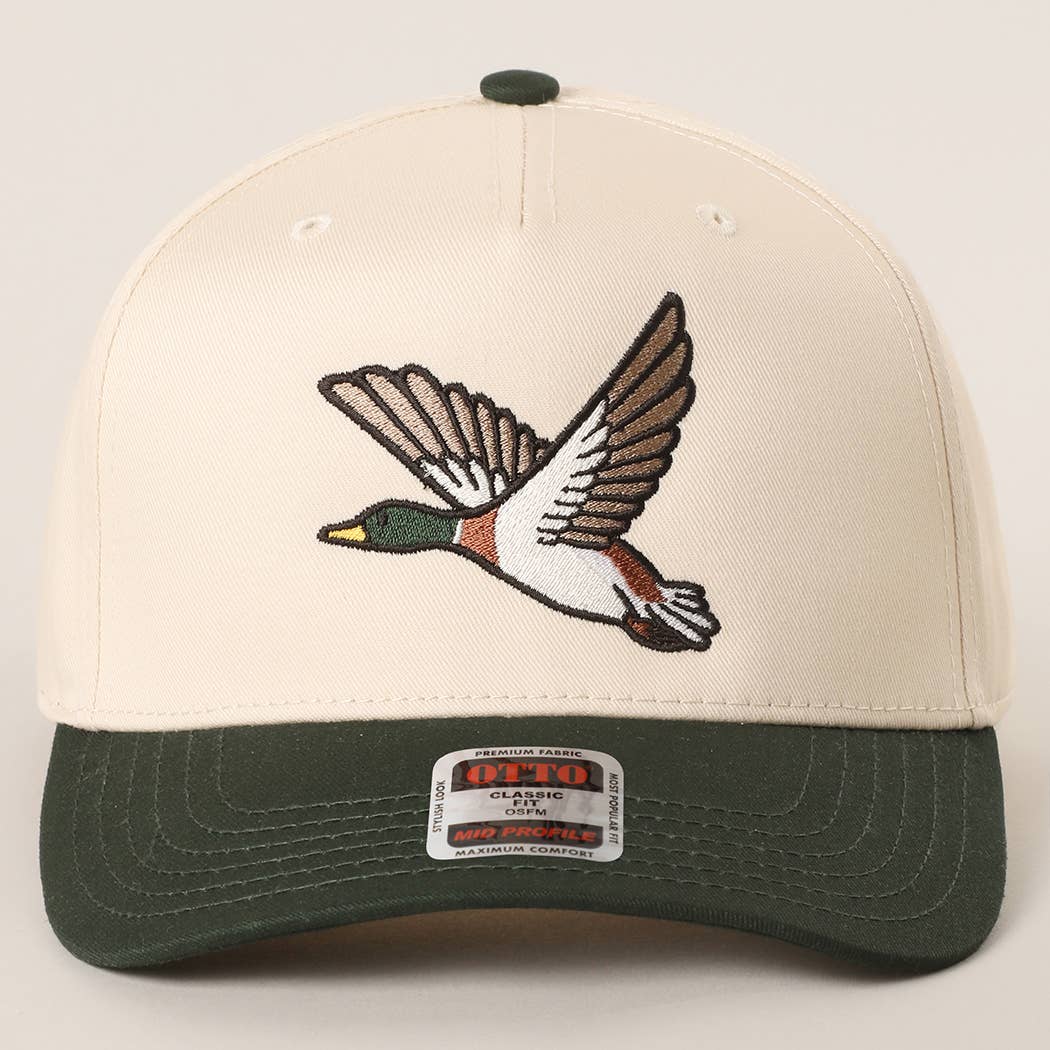 Flying Mallard Graphic Embroidered Trucker Hat : DKGRN/NATL / One Size