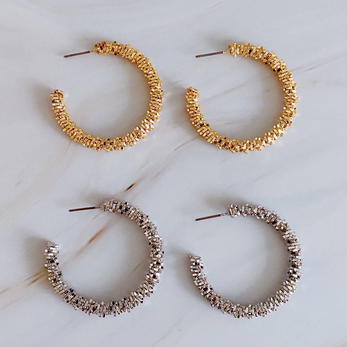 Golden Pebbles Hoop Earrings: Gold