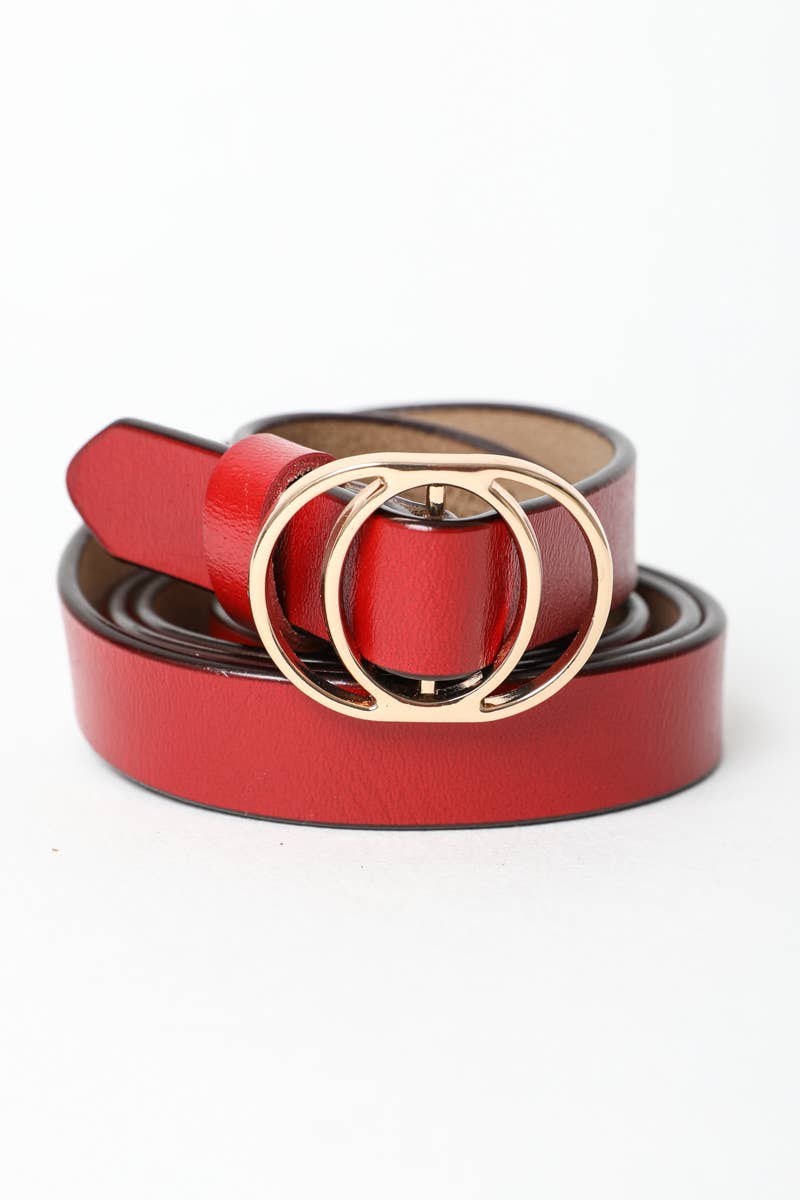 Red Double Ring Buckle Cinch Belt