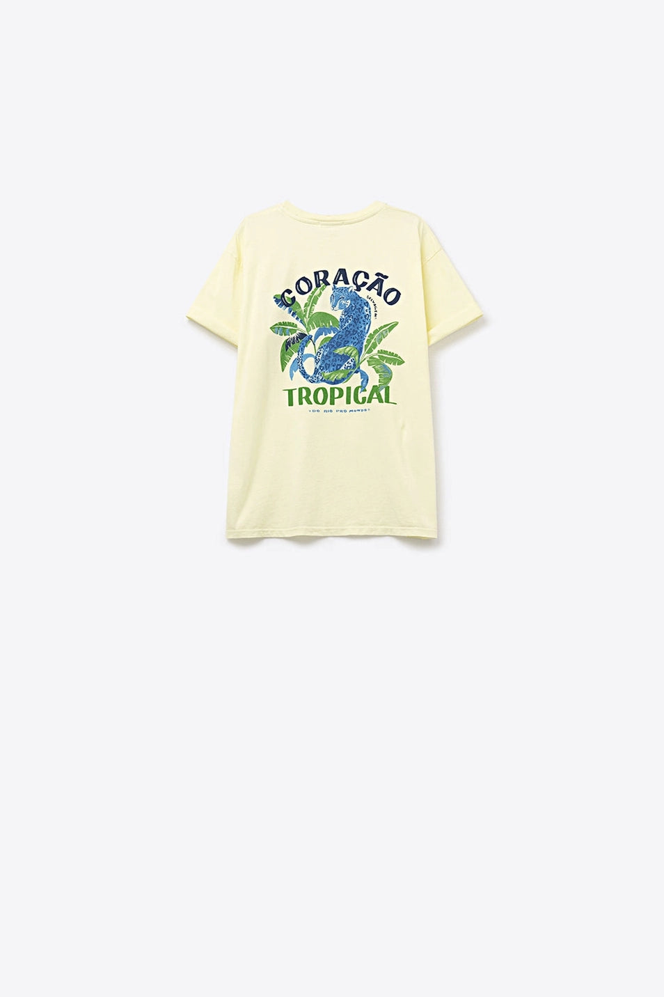 Yellow T-Shirt Made in Italy with Tropical Graphic Print