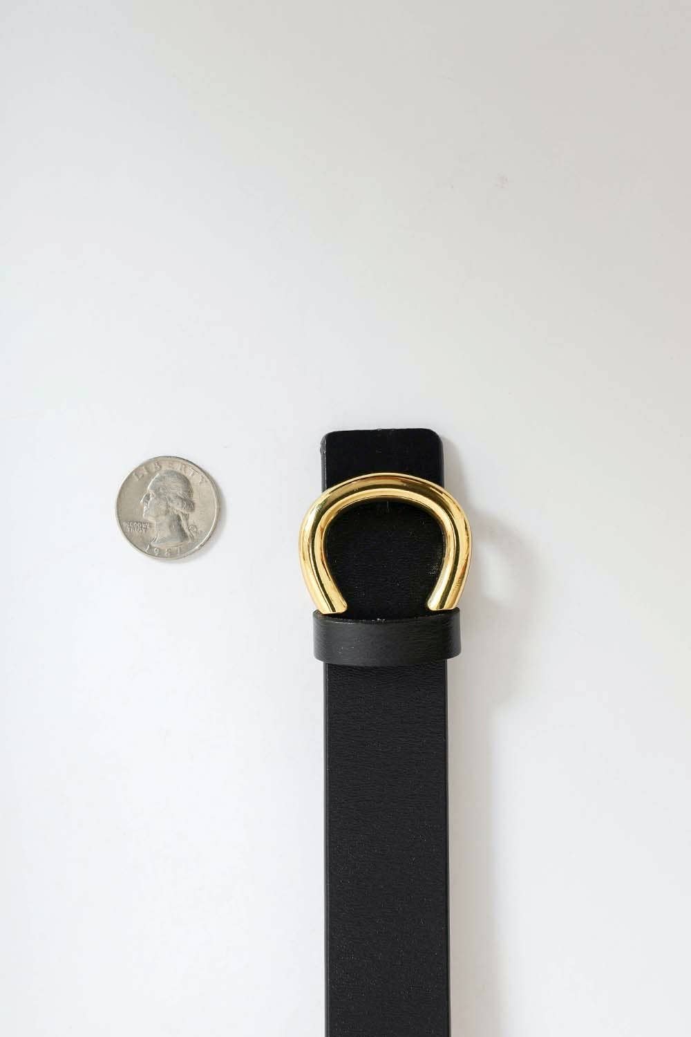 Black Minimalist Gold Horseshoe Belt