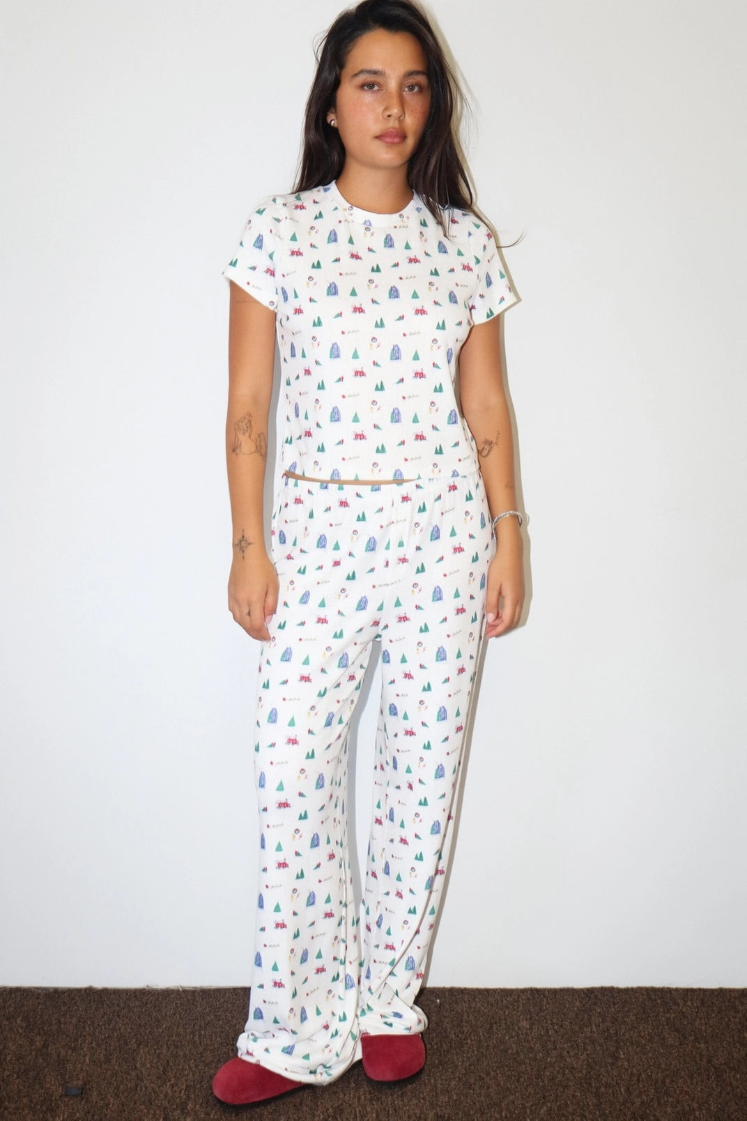 Merry Moments Holiday Print Wide-Leg Lounge Pants