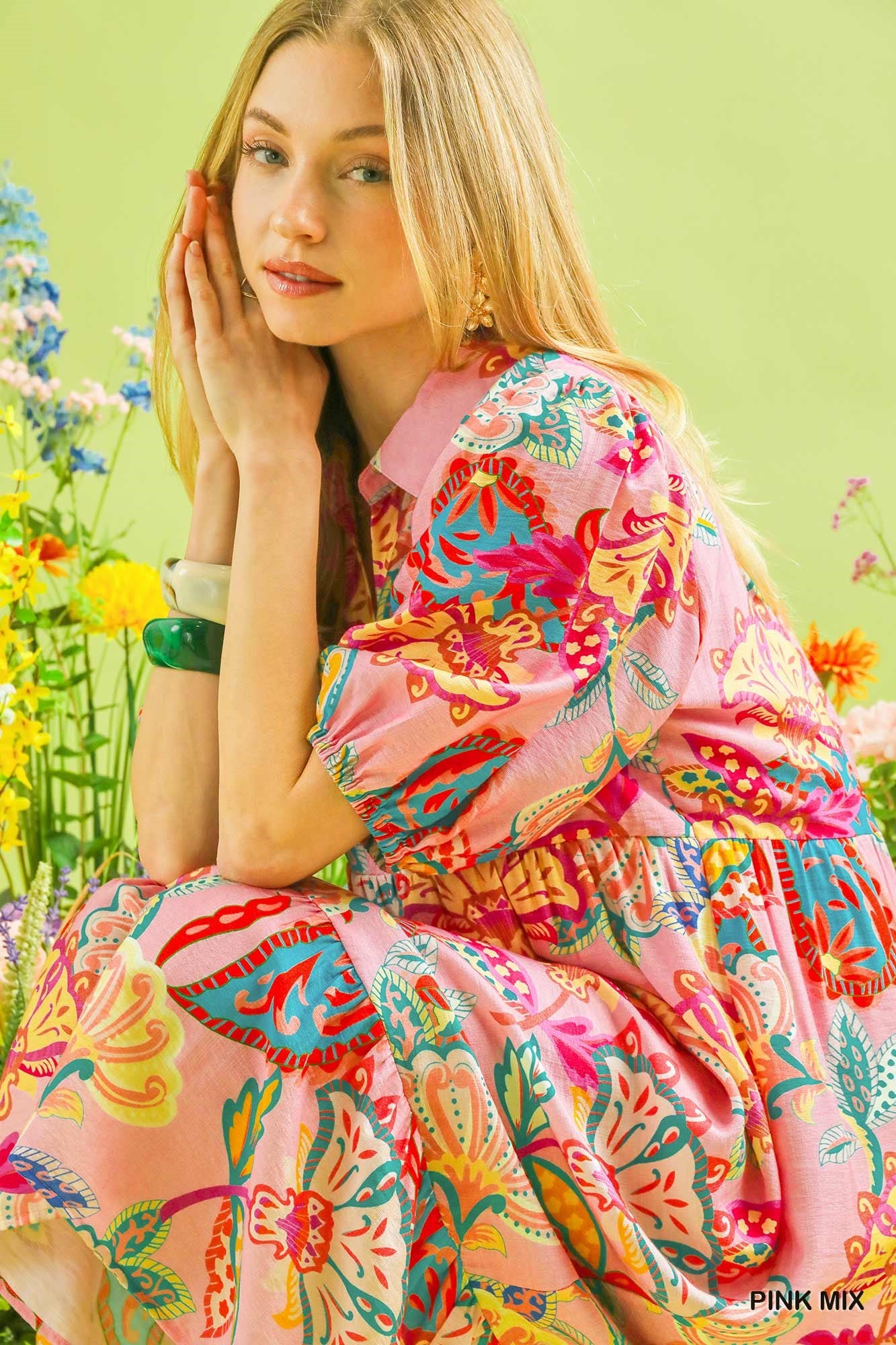 Pink Mix Paisley Print Maxi Dress