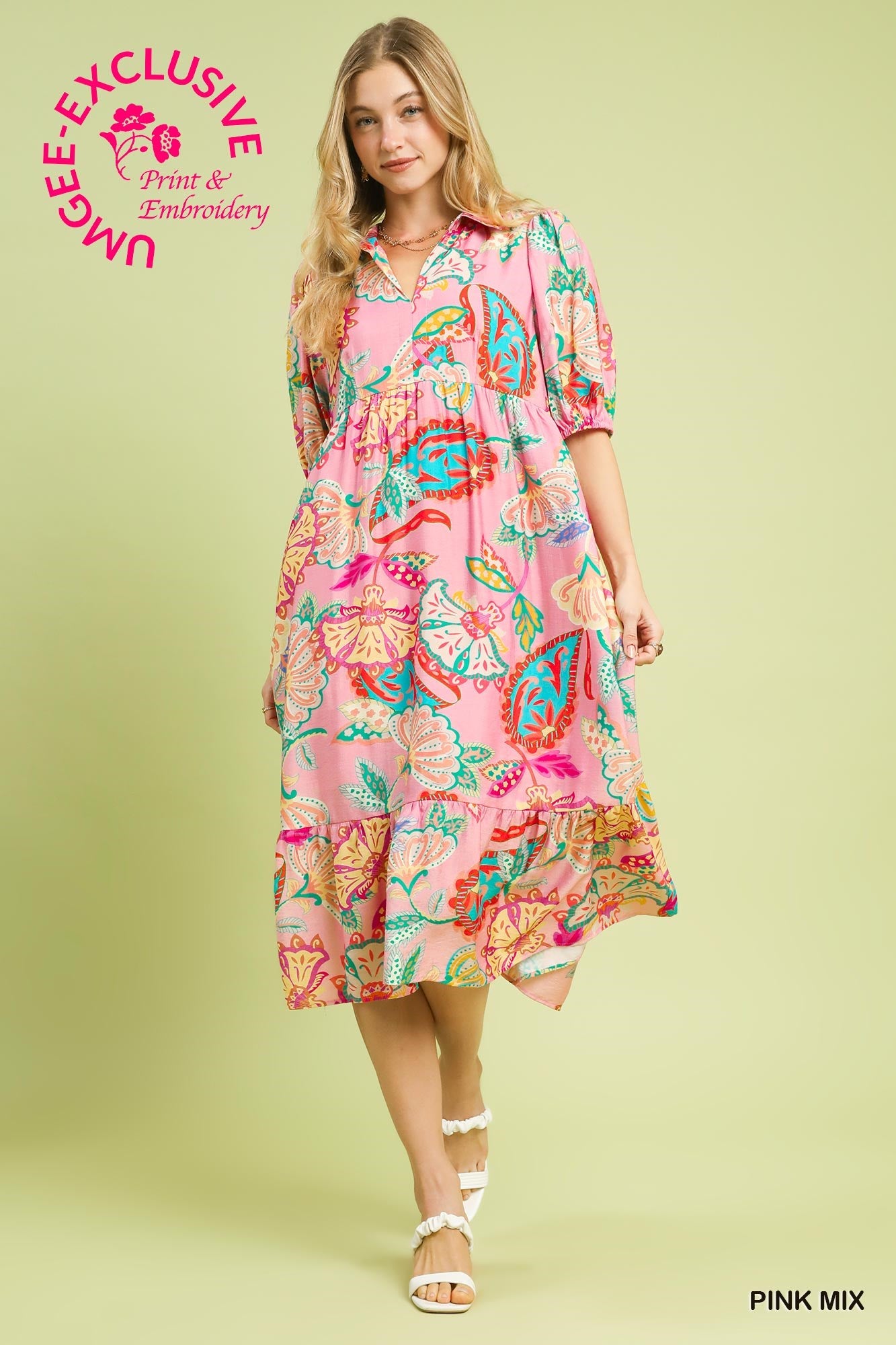 Pink Mix Paisley Print Maxi Dress