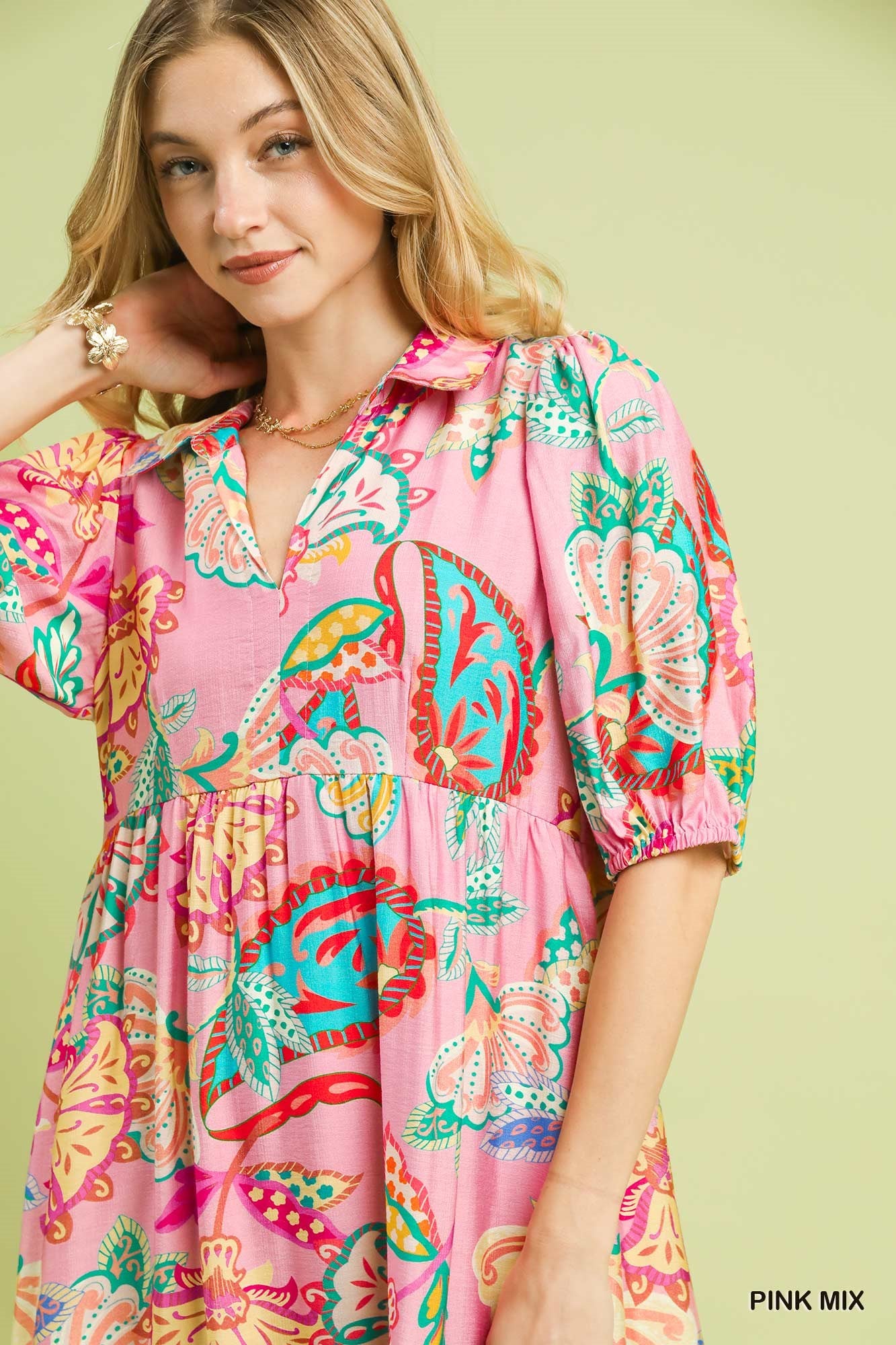 Pink Mix Paisley Print Maxi Dress