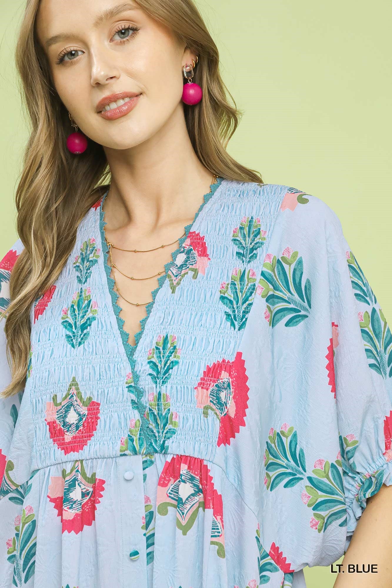 Abstract Print V-Neck Midi Dress