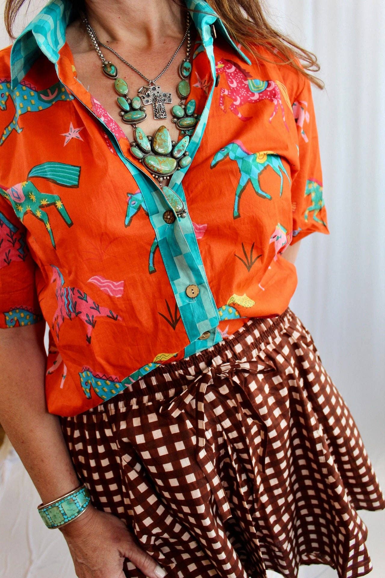 Orange/Aqua Pink Pony Club Shirt – Short Sleeve