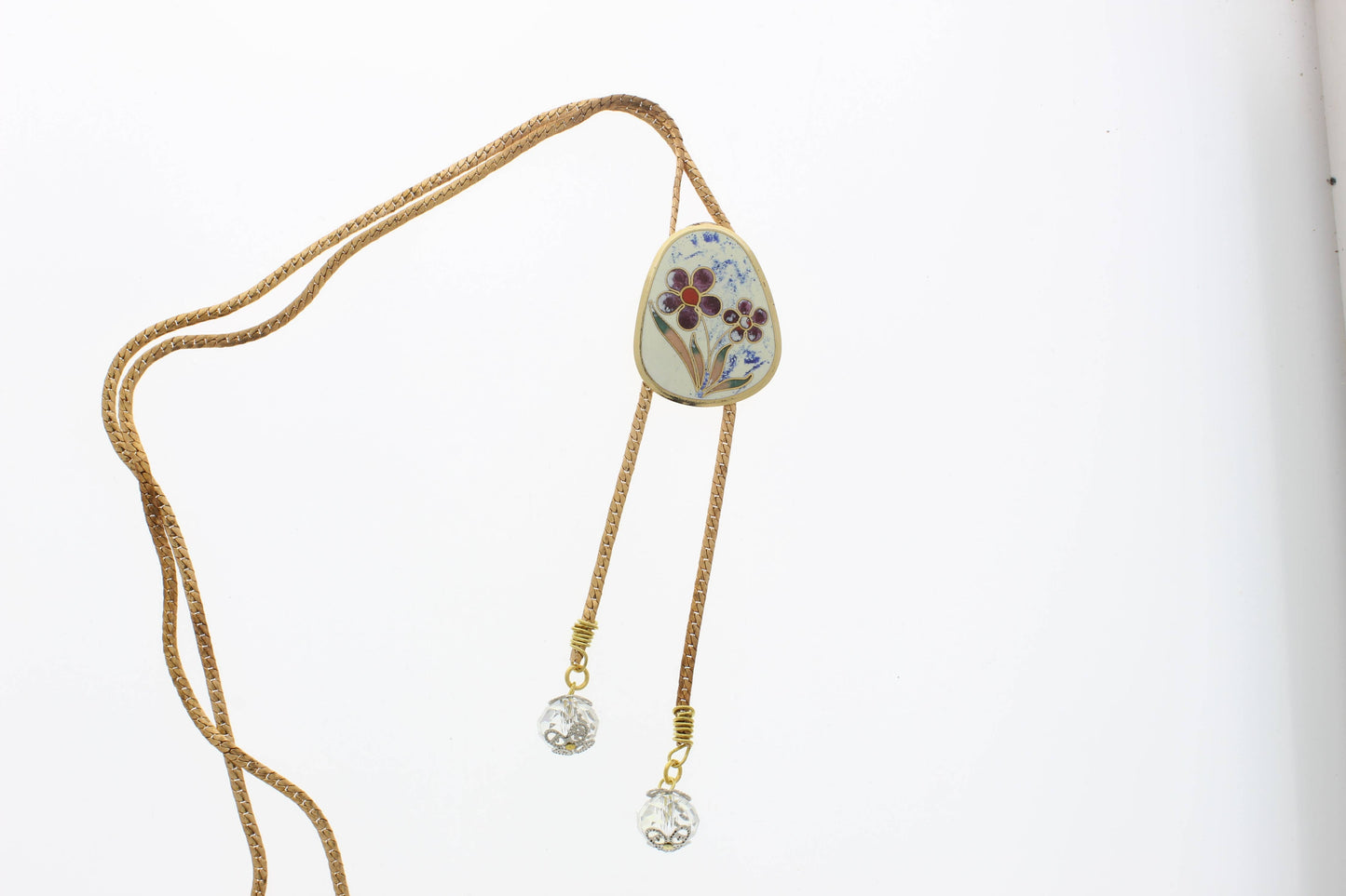 Vintage Enamel Flower Bolo Tie