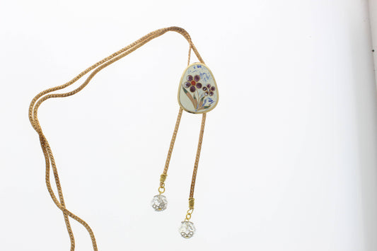 Vintage Enamel Flower Bolo Tie