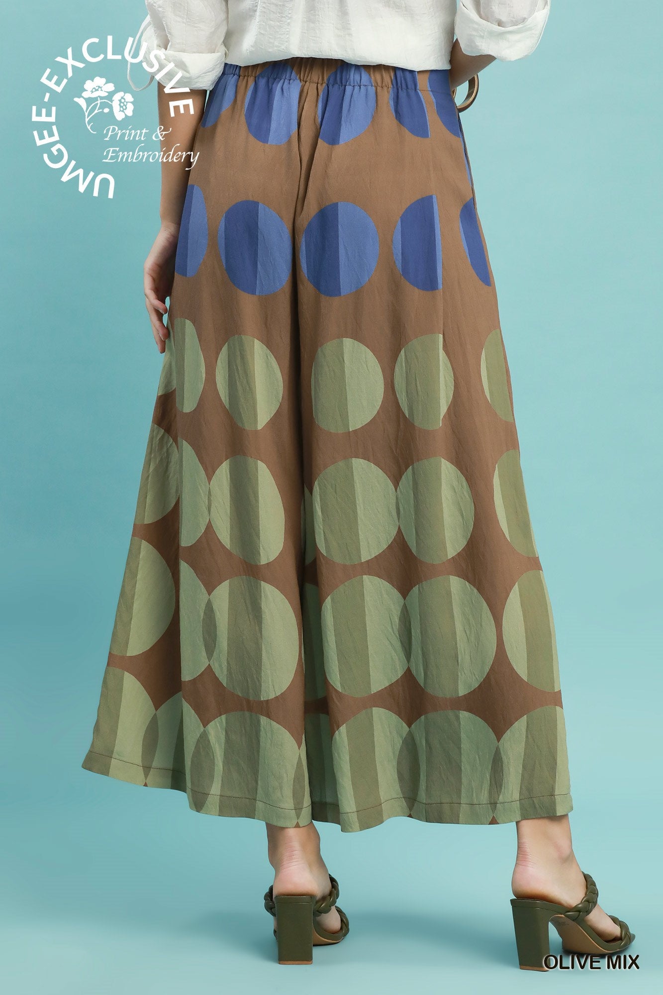 Wide leg oversized dot print pants