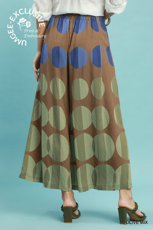 Wide leg oversized dot print pants