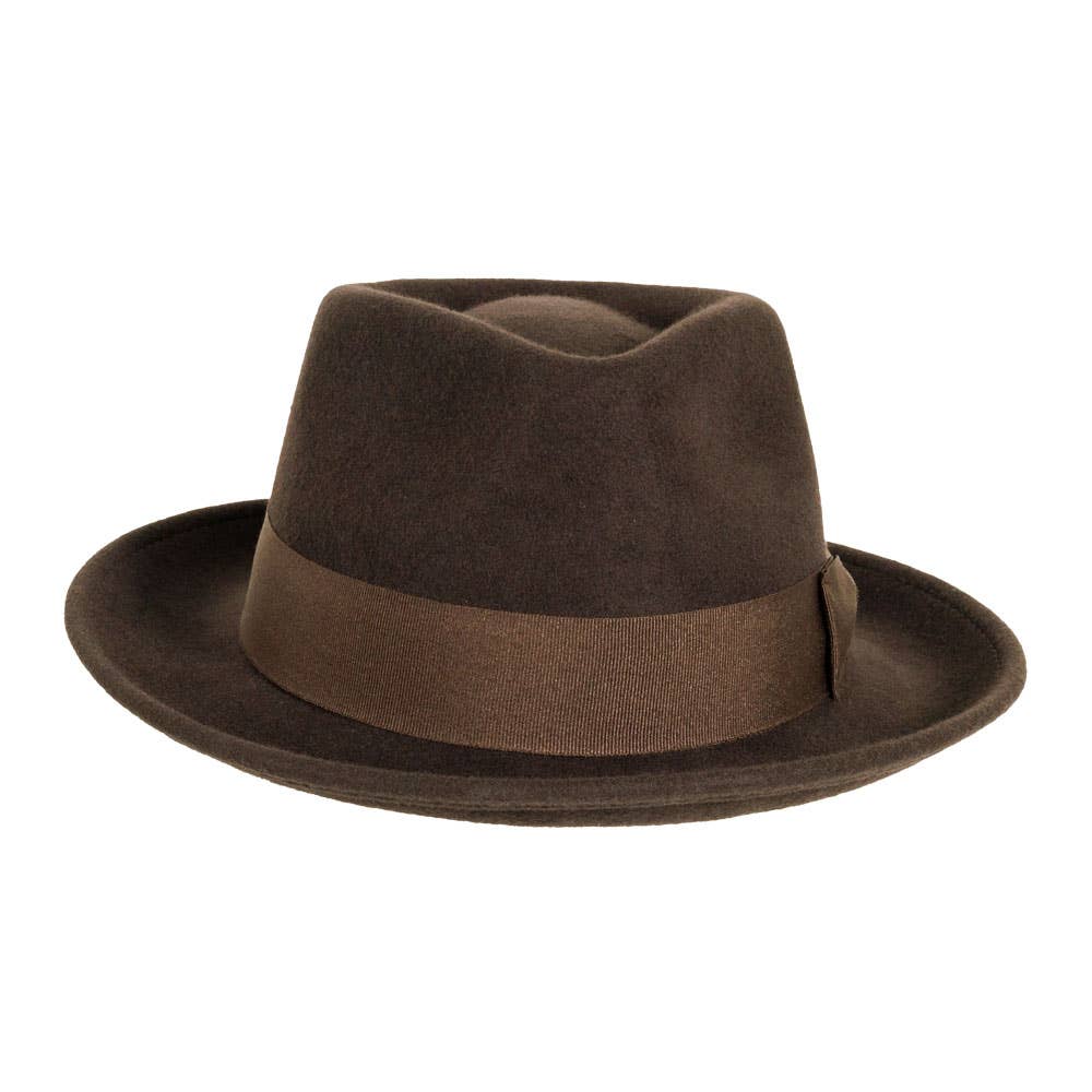 Chocolate Newark Crushable Wool Felt Fedora Hat