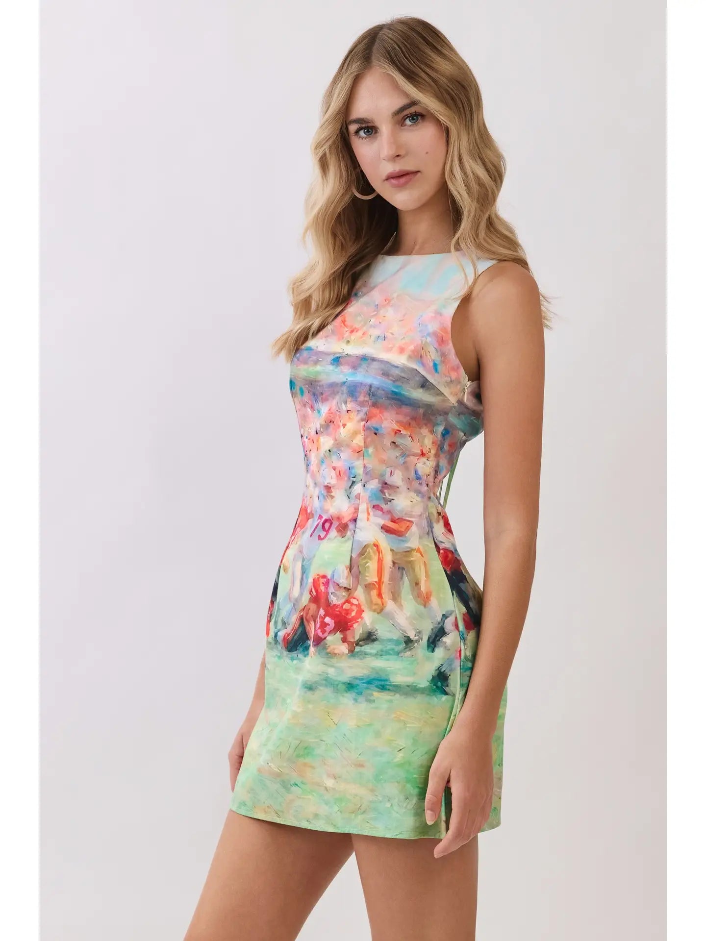 Go Team Watercolor Abstract Football Mini Dress