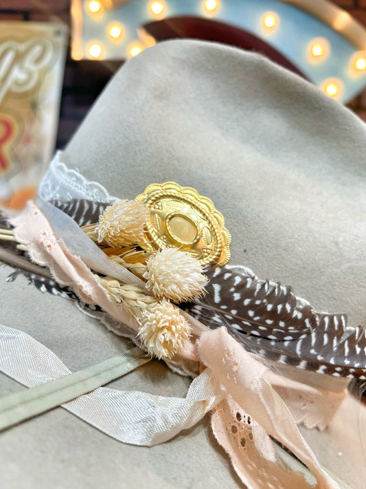 Aged Brass Western Concho Hat Pin Hat Bar