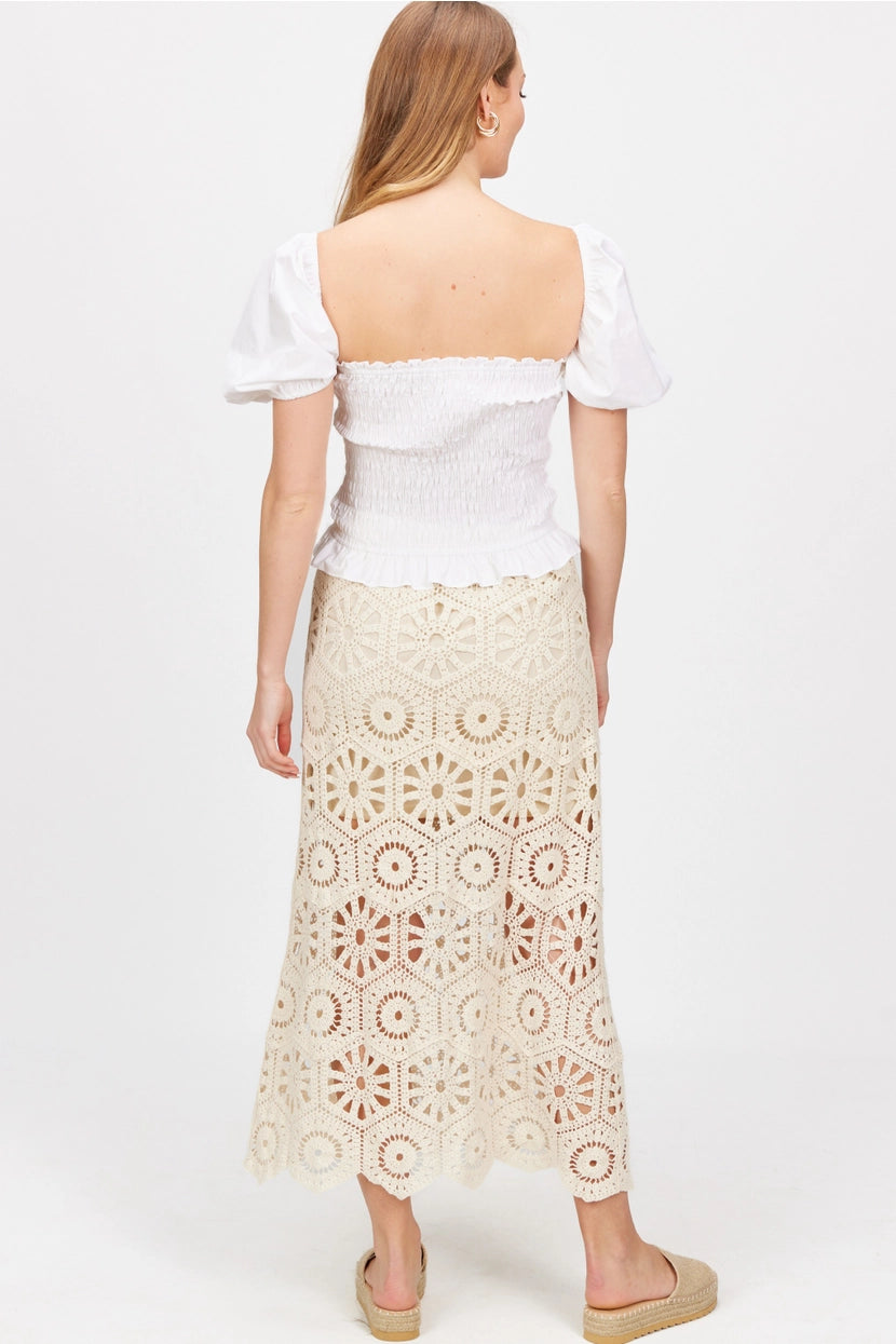 Sand Crochet Maxi Skirt
