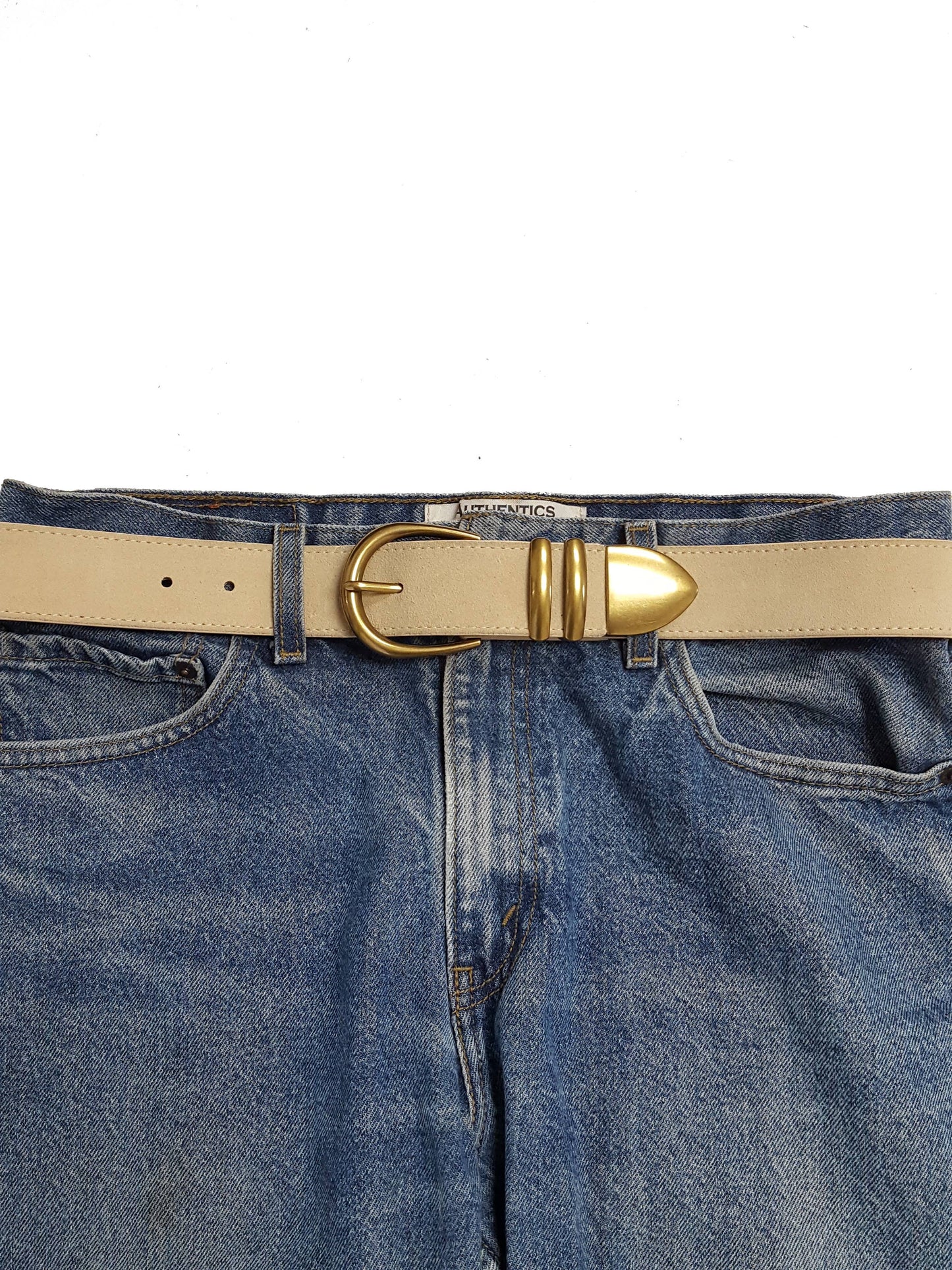 Sand Genuine Suede Leather Belt