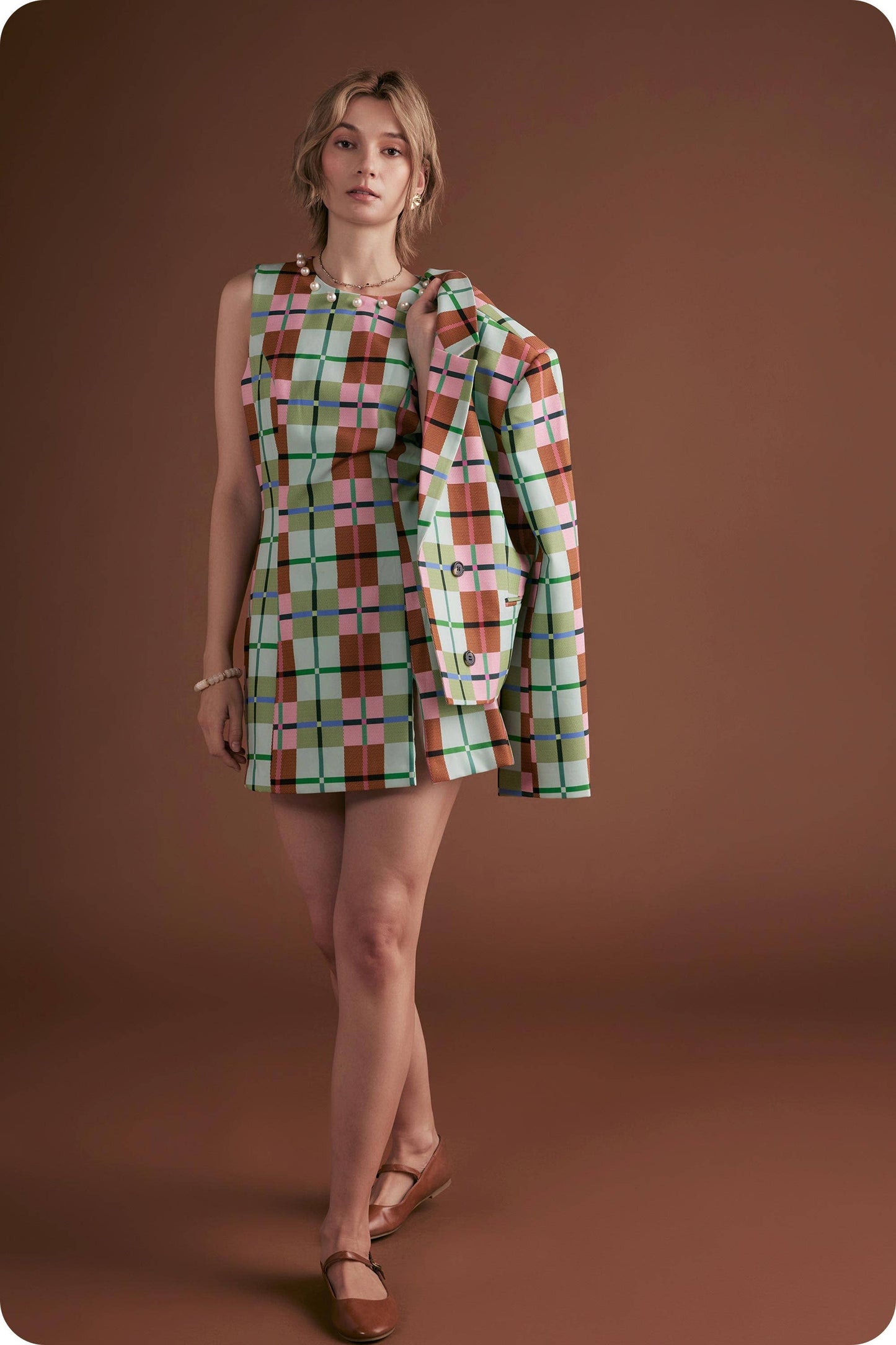 Multi Plaid Blazer Jacket