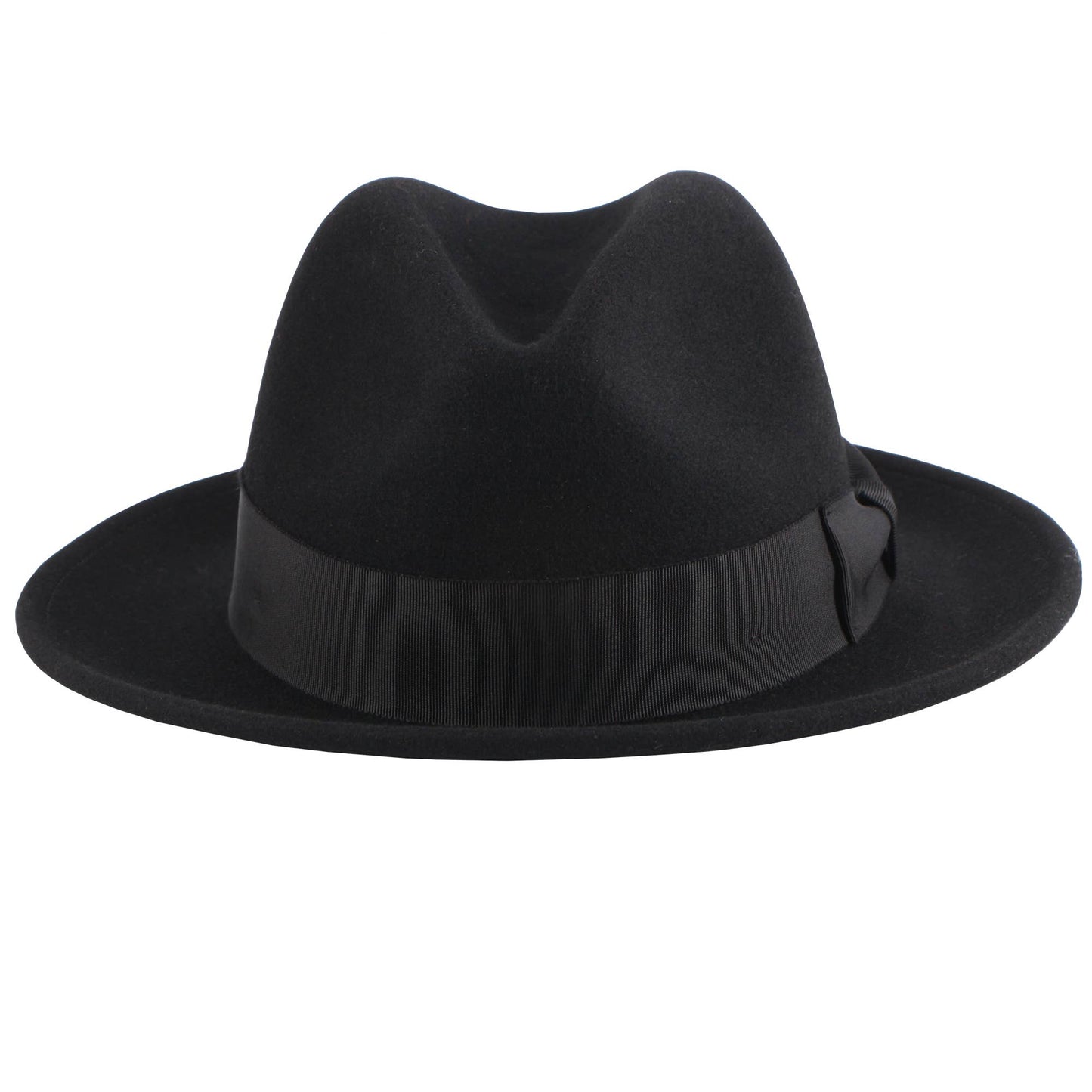 Crushable Wool Felt Pinch Front Hat - Style Pablo: Black