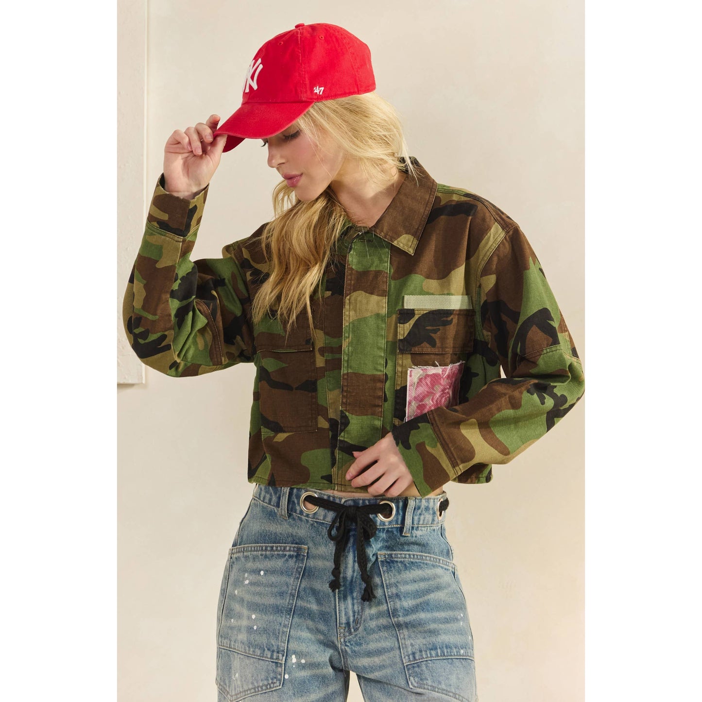 Camo Contrast Jacket: Camo Sequin