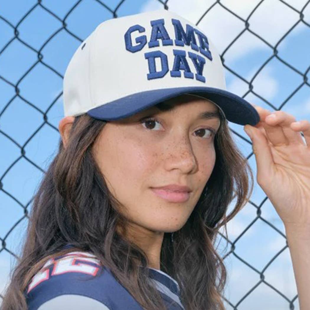GAME DAY 3D Letter Embroidered Two-Tone Trucker Hat : BGD-WHT / ONE SIZE