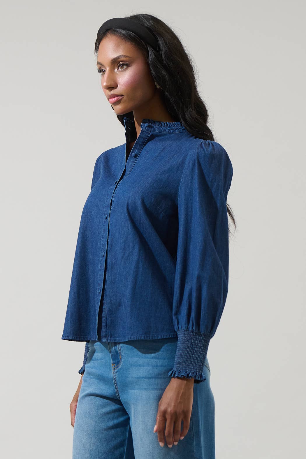 Haysville Denim Button Down Top