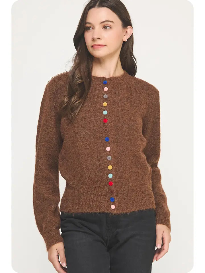 Multicolor Button Knit Cardigan