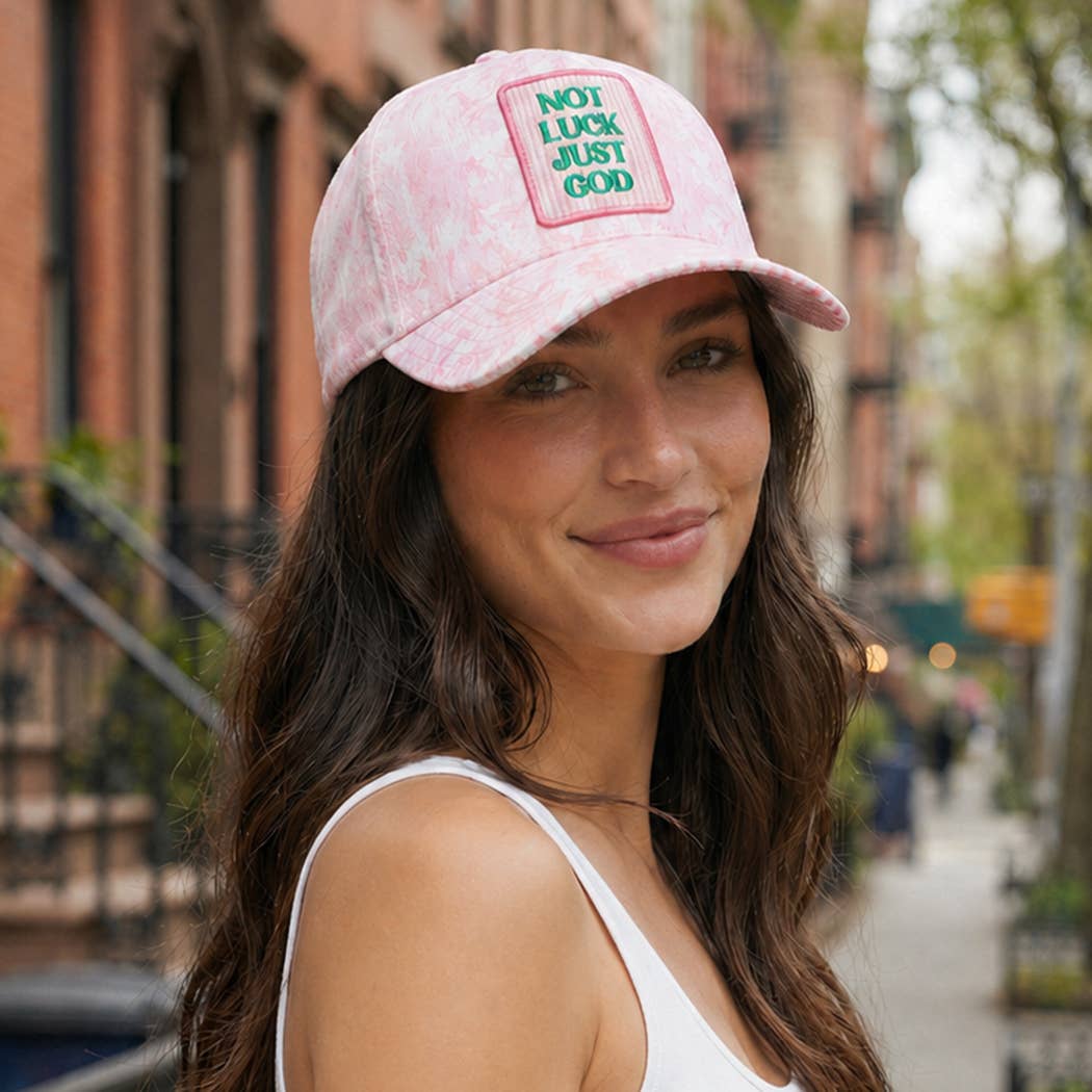 Pink Camo NOT LUCK JUST GOD Embroidered Patch Camo Trucker Hat
