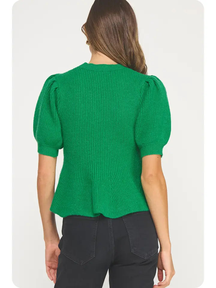 Emerald Peplum Knit Top