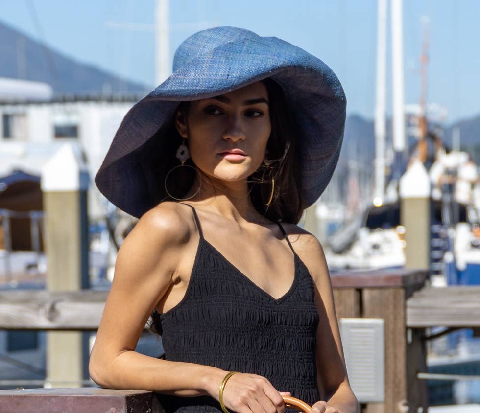 Monica 5" Natural  Wide Brim Solid Color Packable Straw Sun Hats