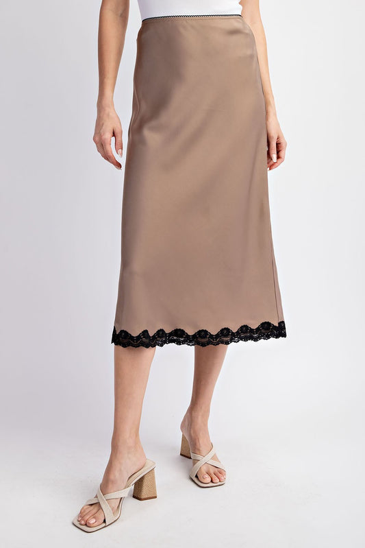 Coco Satin Lace Midi Skirt