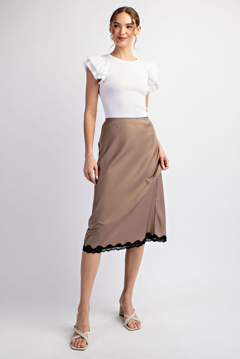 Coco Satin Lace Midi Skirt