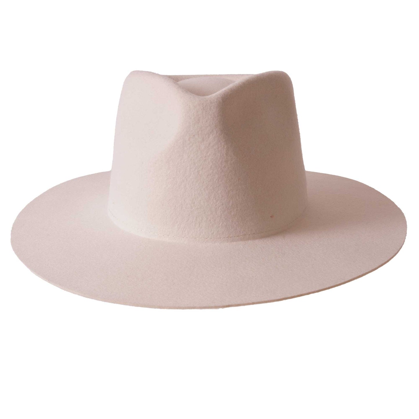 Sand 100% Wool Felt Flat Brim Fedora Hat - Style Rancher