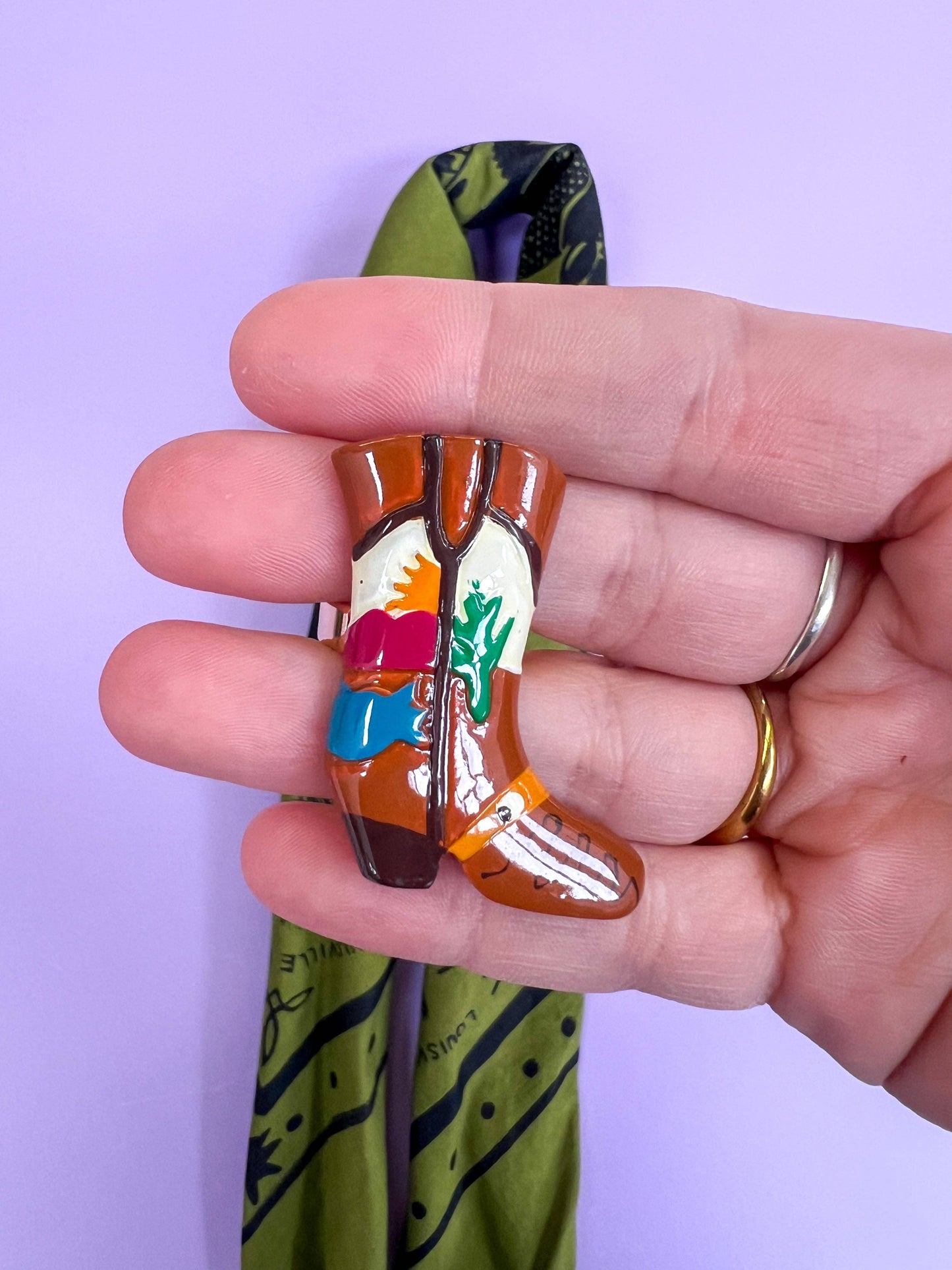 Colorful Cowboy Boot Bandana Slide