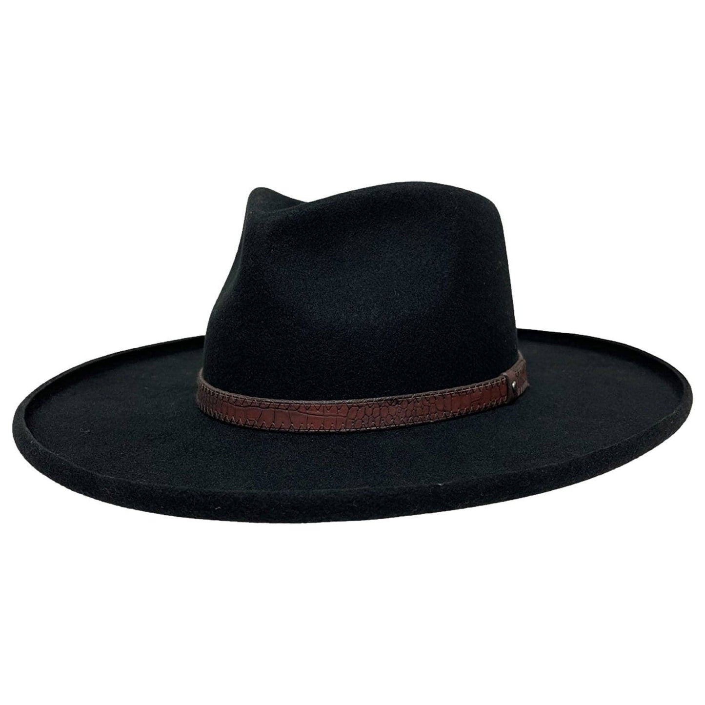 Pencil Rim Wool Felt Fedora Hat - Style Hudson: BLACK / MD
