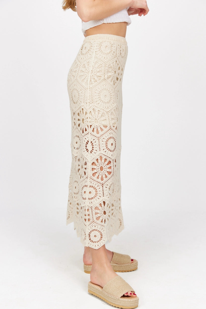Sand Crochet Maxi Skirt