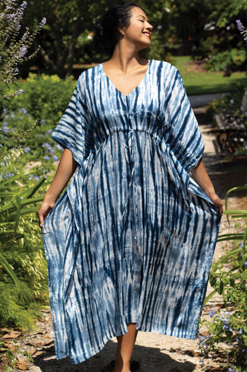 Shibori Caftans: Indigo & White