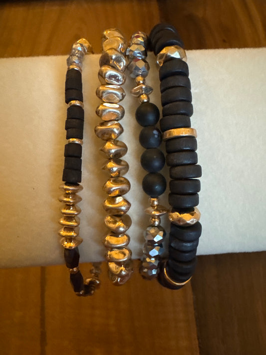 Black and gold stackable bracelet