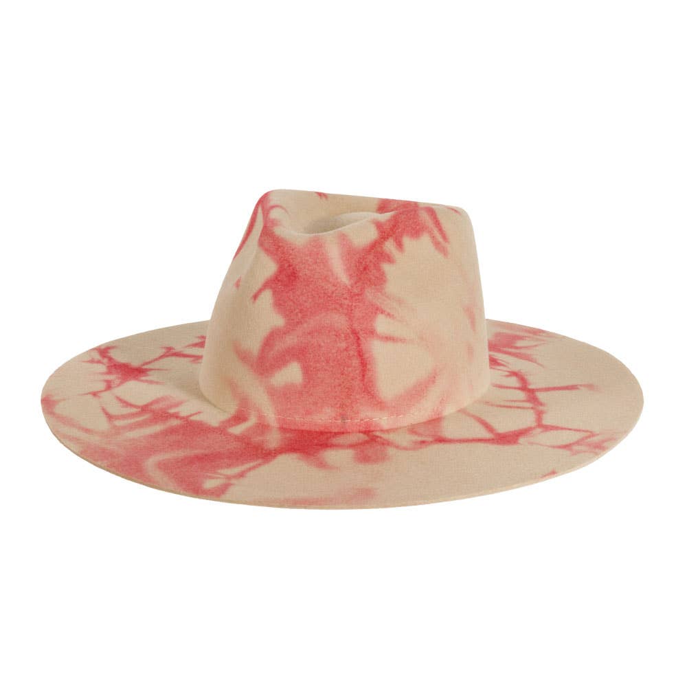Tie Dye Wool Felt Fedora Hat - Style Demi: Turquoise / SM