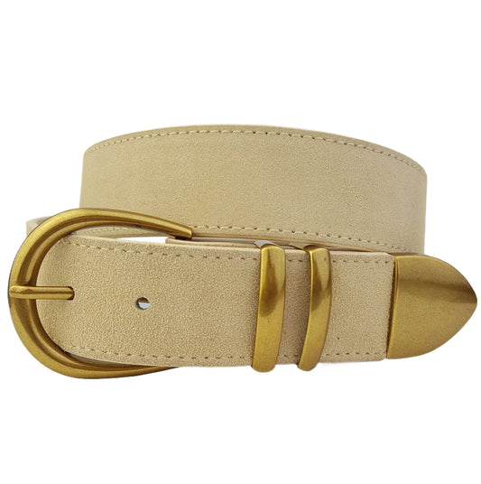 Sand Genuine Suede Leather Belt