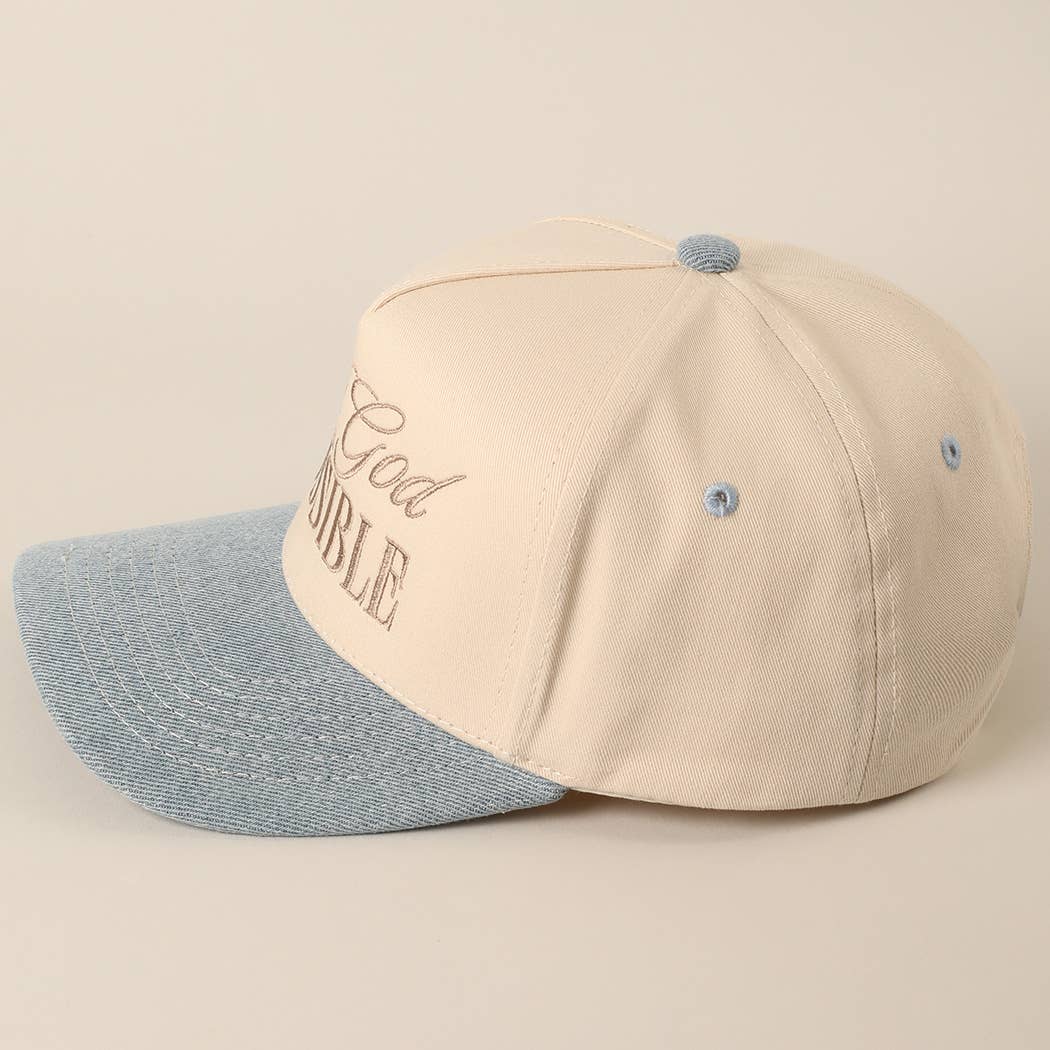 With God All Possible Embroidery Baseball Cap: SAGE / ONE SIZE
